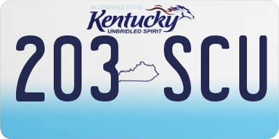 KY license plate 203SCU