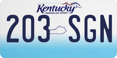 KY license plate 203SGN