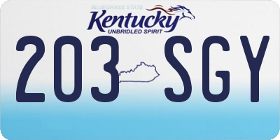 KY license plate 203SGY