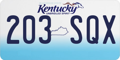 KY license plate 203SQX