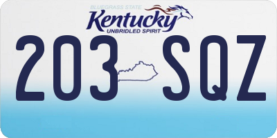 KY license plate 203SQZ