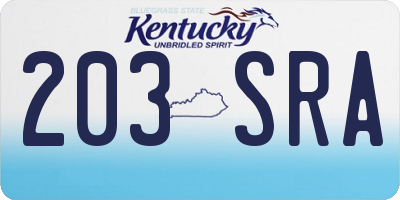 KY license plate 203SRA