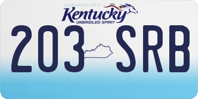 KY license plate 203SRB
