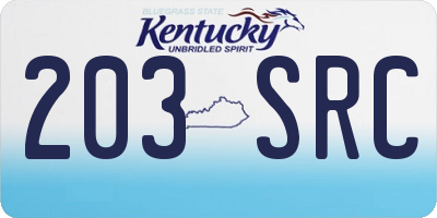 KY license plate 203SRC