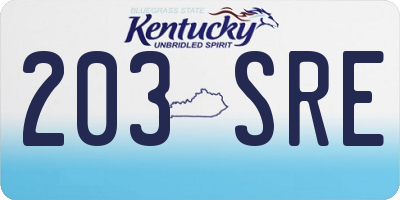 KY license plate 203SRE