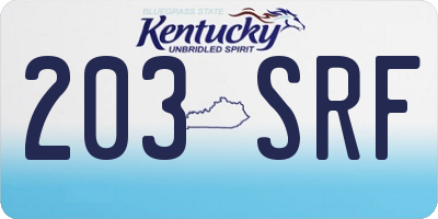 KY license plate 203SRF