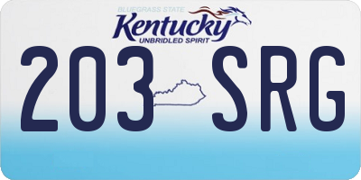 KY license plate 203SRG