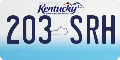 KY license plate 203SRH