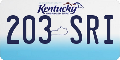 KY license plate 203SRI