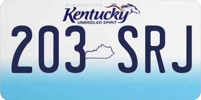 KY license plate 203SRJ