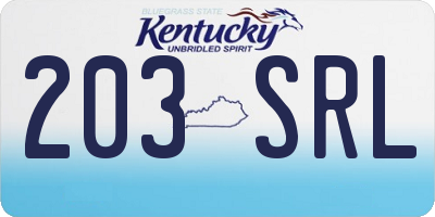 KY license plate 203SRL
