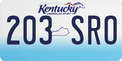 KY license plate 203SRO