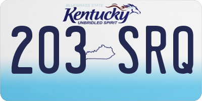 KY license plate 203SRQ