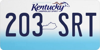 KY license plate 203SRT