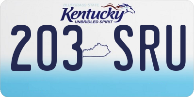 KY license plate 203SRU