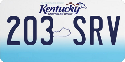 KY license plate 203SRV