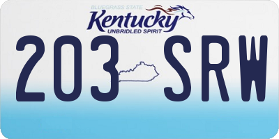 KY license plate 203SRW