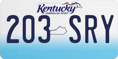 KY license plate 203SRY