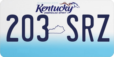 KY license plate 203SRZ