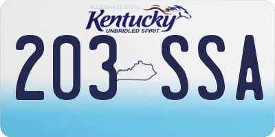KY license plate 203SSA