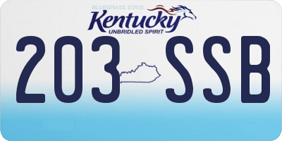 KY license plate 203SSB