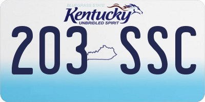 KY license plate 203SSC
