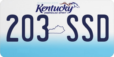 KY license plate 203SSD
