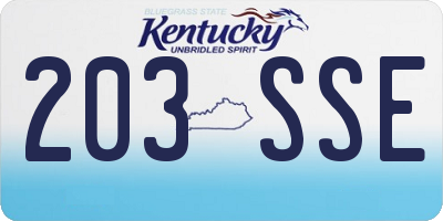 KY license plate 203SSE