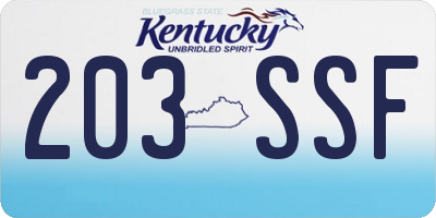 KY license plate 203SSF