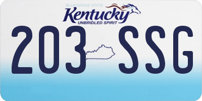 KY license plate 203SSG