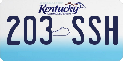 KY license plate 203SSH