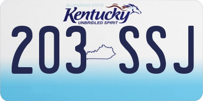 KY license plate 203SSJ