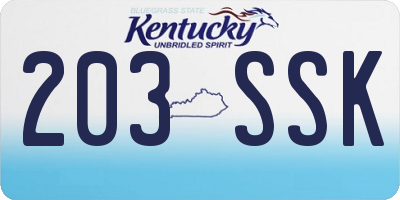KY license plate 203SSK