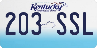 KY license plate 203SSL