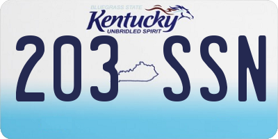KY license plate 203SSN