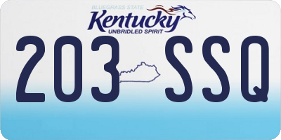 KY license plate 203SSQ