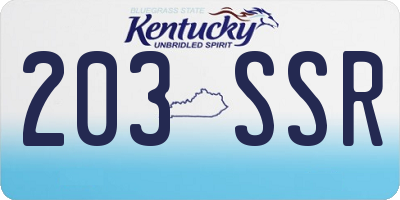 KY license plate 203SSR