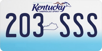 KY license plate 203SSS