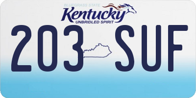 KY license plate 203SUF