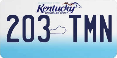 KY license plate 203TMN