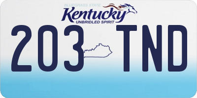KY license plate 203TND