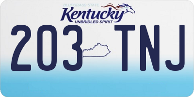 KY license plate 203TNJ