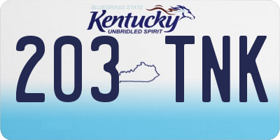 KY license plate 203TNK