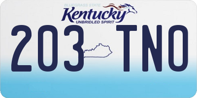 KY license plate 203TNO