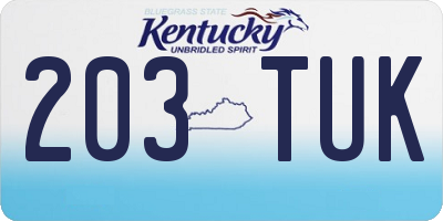 KY license plate 203TUK