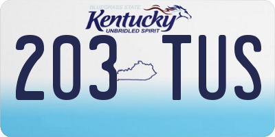 KY license plate 203TUS
