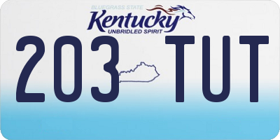 KY license plate 203TUT