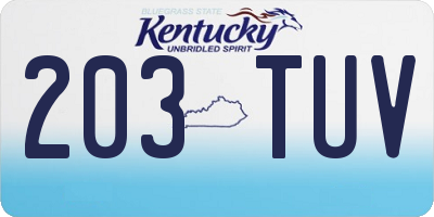 KY license plate 203TUV