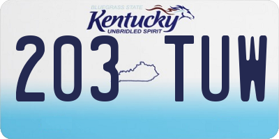 KY license plate 203TUW
