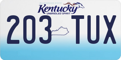 KY license plate 203TUX